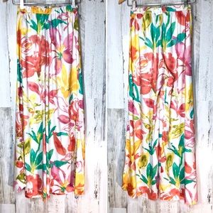 Mack & Mack Floral Wide Leg Silky Pants Small